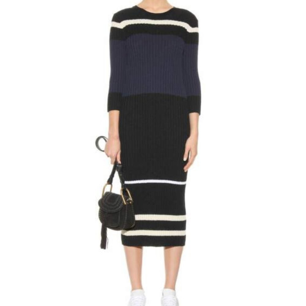 NWT James Perse Knit Ribbed Striped Multi Color Dr